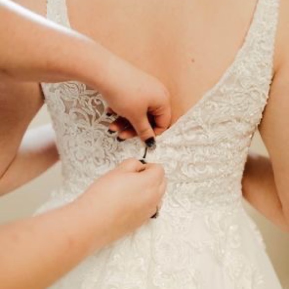 Stella York Wedding Gown, size 14, only taken in at waist 2 inches. - Picture 4 of 5